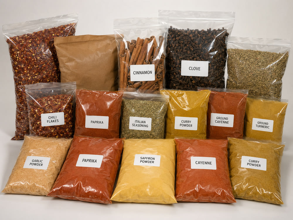 Pre-packaged seasonings and spices