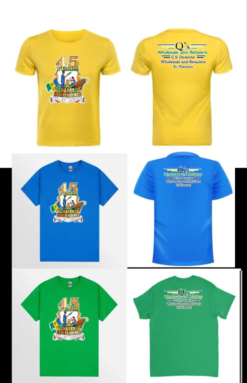 St. Vincent 45 Years Independence t-shirts